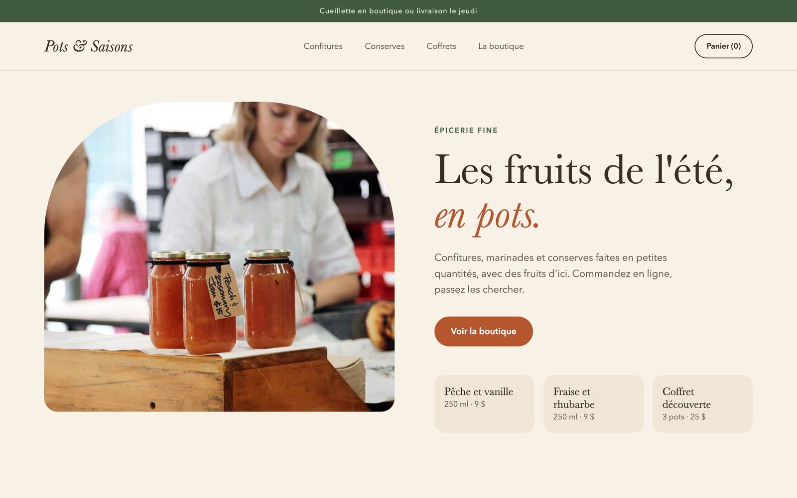 Concept de site pour une épicerie fine